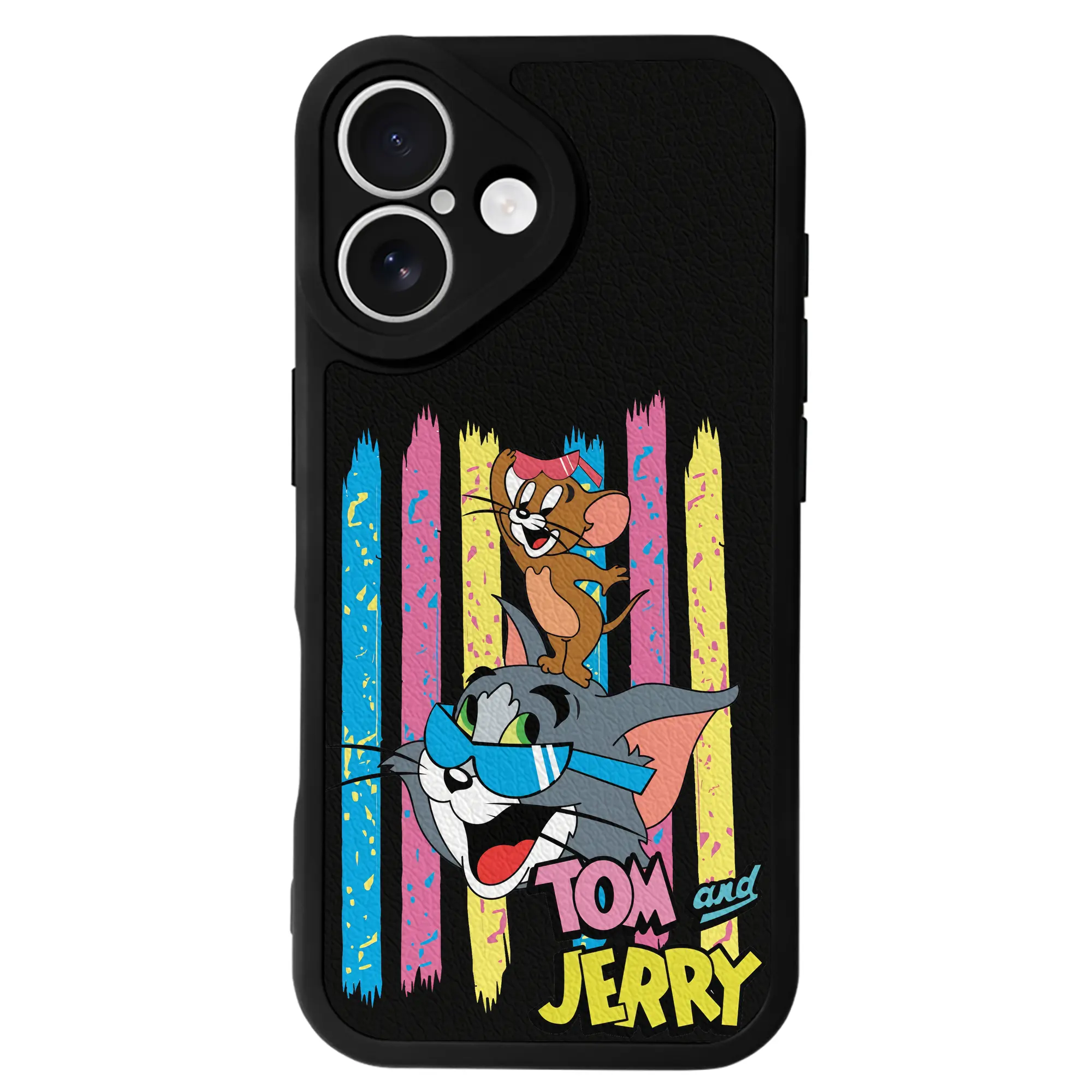 トムとジェリー グッズ トム - IPhone 16シリーズ対応 ・ シリコンスマホケース ・ レザー調 ・ 高精度フィット ・ 耐衝撃 ・ ワイヤレス充電対応 ・ 精密カット